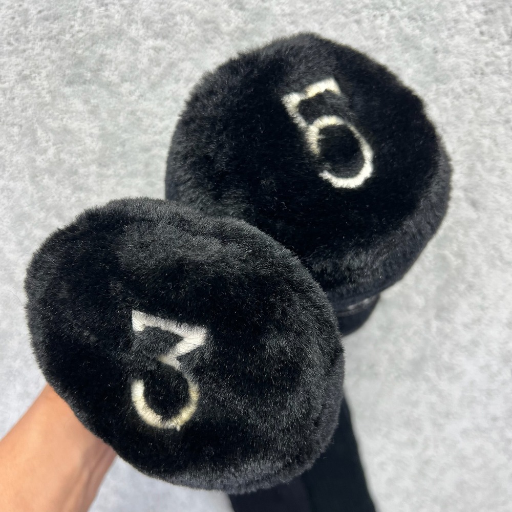 Lot of 2 Titleist Golf Head Covers 3 and 5 Black Faux Fur Knit Sock Fairway Wood